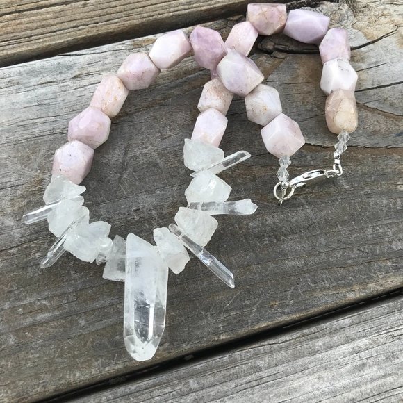 Goddess Necklace Genuine Quartz Crystal Pink Kunzite Solid Sterling Silver 925 - Picture 9 of 12